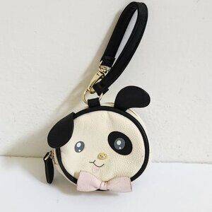Betsey Johnson Coin Purse Wristlet/Wallet Black/White Puppy Face